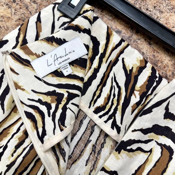 Revolve L'ACADEMIE The Dinnie Linen Blend Wide Leg Pant in Tiger Print Size S - Picture 9 of 11